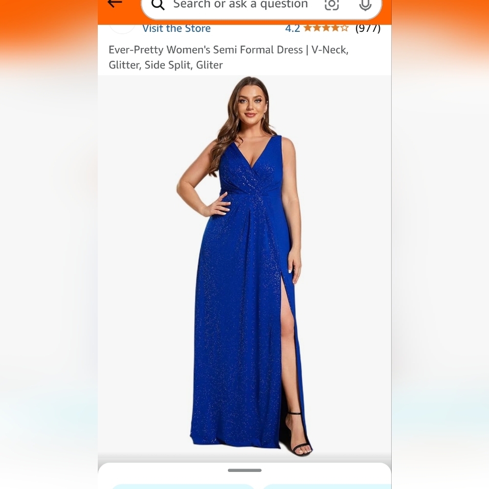 Ever-Pretty Women's Plus Formal Dress Glitter-  Sapphire Blue
